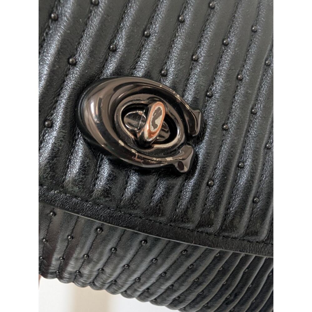 COACH Parker Quilted Black Shoulder Bag with Chain Strap - Picture 10 of 16